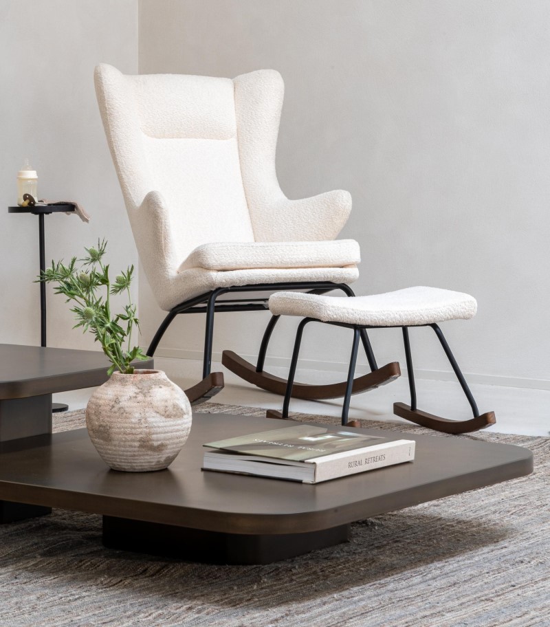 Krémové hajdacie kreslo Quax De Luxe Bounclé